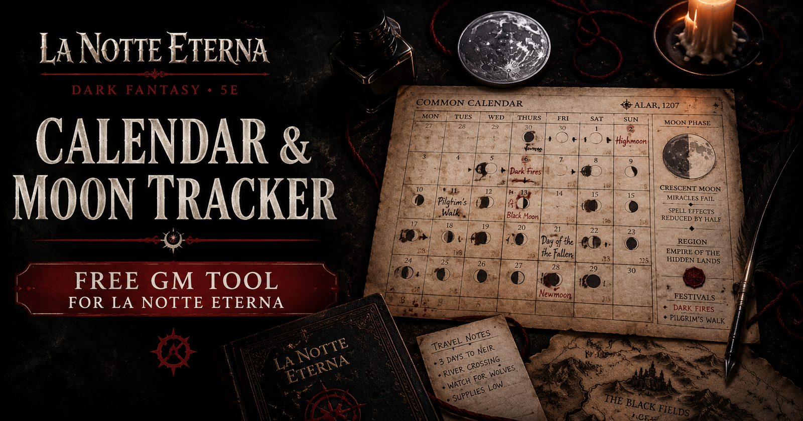 A Free La Notte Eterna Calendar & Moon Tracker for Game Masters