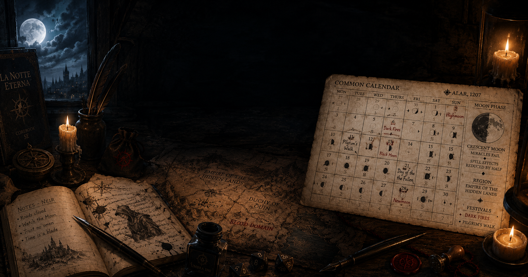 A Free La Notte Eterna Calendar & Moon Tracker for Game Masters