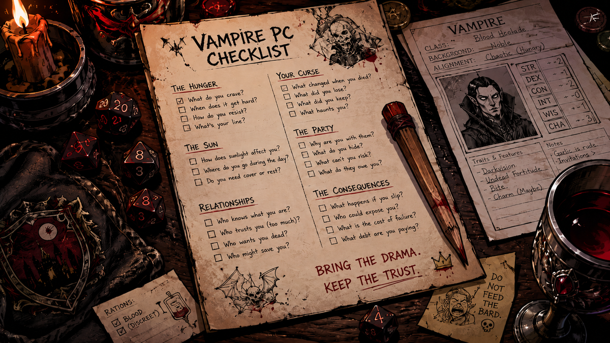 Vampire PC Session Zero Checklist