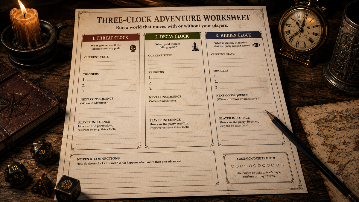 Three-Clock Adventure Worksheet