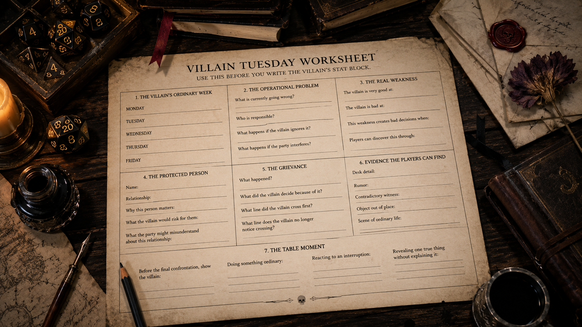 Villain Tuesday Worksheet